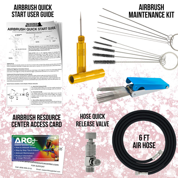 Master Airbrush Cool Runner II Dual Fan Air Brush Compressor System - Professional Gravity Airbrush Kit with Compressor, 3 Tips, 12 Createx Wicked Acrylic Paint Colors, Air Brush Cleaning Tools