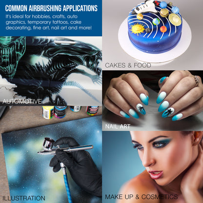 Multi-Purpose Airbrush Decorating Kit with Dual-Action Air Brush (G34), Multi-Purpose Mini Air Compressor, Hose, Storage Case
