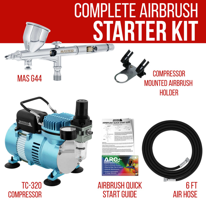  Master Airbrush 1/5 HP Cool Runner II Dual Fan Air Compressor  Kit Model TC-320 - Professional Single-Piston with 2 Cooling Fans, Longer  Running Time Without Overheating - Regulator Water Trap, Holder 