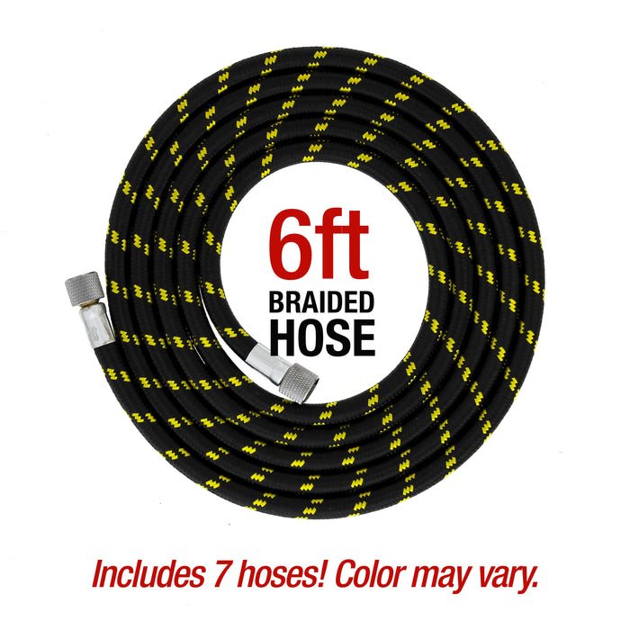 6 Master Performance Model S58 Multi-Purpose Precision Dual-Action Siphon Feed Airbrushes with 4 Cylinder Piston Air Compressor with Air Storage Tank