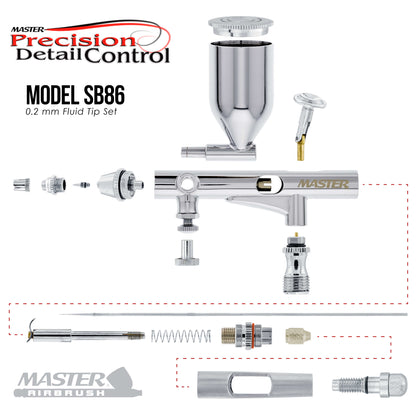 High Precision Detail Control Dual-Action Side Feed Airbrush Set with Twin Cylinder Piston Airbrush Compressor with Air Storage Tank