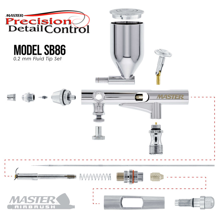 High Precision Detail Control Dual-Action Side Feed Airbrush Set with Twin Cylinder Piston Airbrush Compressor with Air Storage Tank