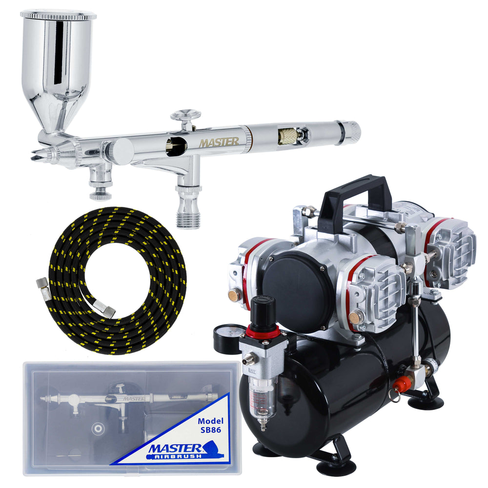 Master Airbrush SB86 with The TC-848 Four-Cylinder Piston Air Compressor