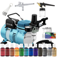 Cool Runner II Airbrush Cake Decorating Kit with Dual Fan Air Compressor, 2 Airbrushes, 12 Color Chefmaster Food Coloring Set