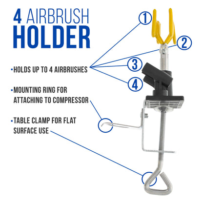 3 Professional Multi-Purpose Airbrushing System Kit - Hose, Air Compressor, Universal Airbrush Holder - How-To-Airbrush Guide Booklet