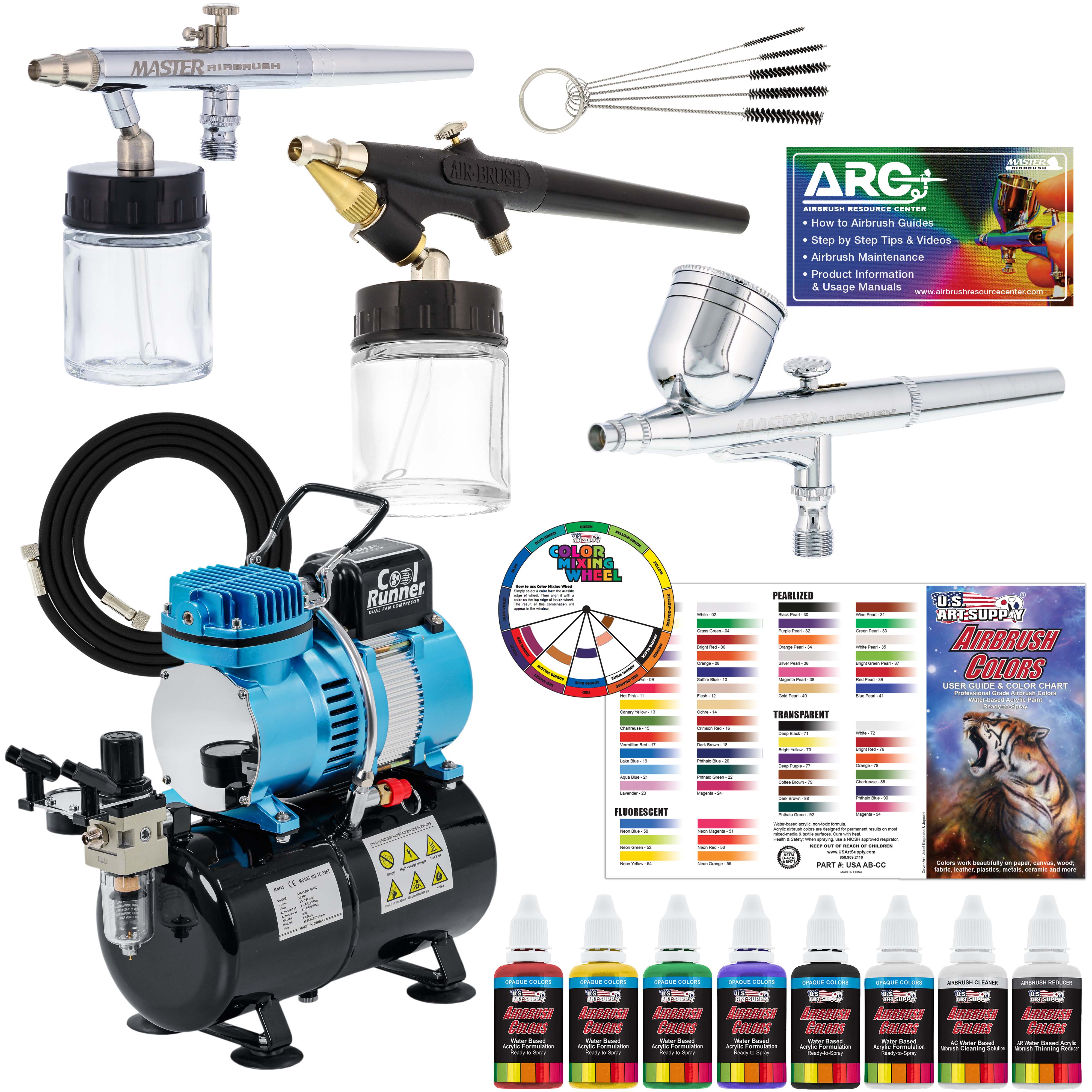 Master Airbrush Multi-Purpose Airbrushing System with 3 Airbrushes