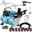 Cool Runner II Dual Fan Air Compressor Airbrushing System Kit with 3 Airbrushes, 6 Primary Opaque Colors Acrylic Paint Artist Set - How To Guide
