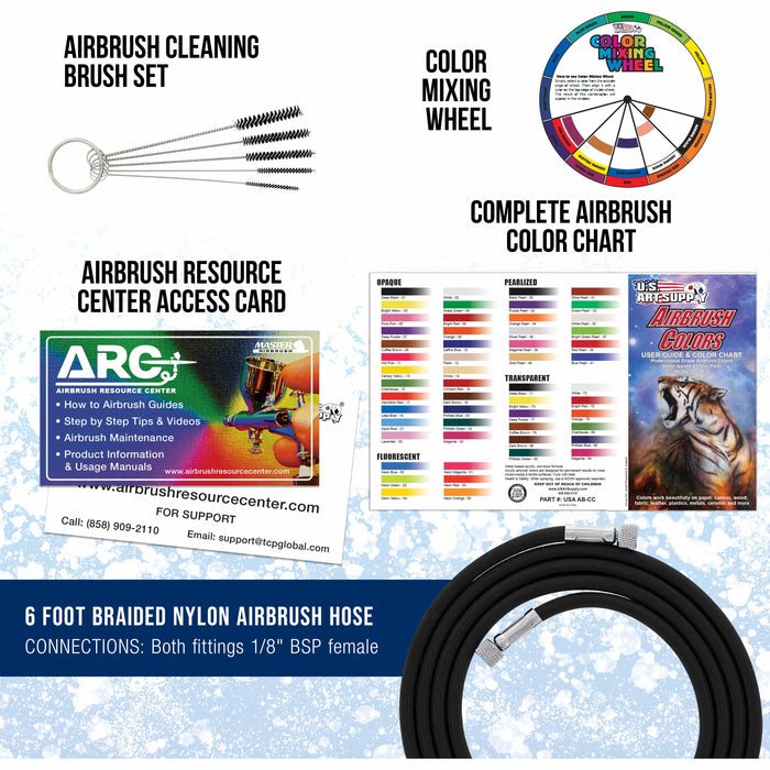 Master Airbrush Cool Runner II Air Brush Kit with Air Compressor Dual Fan, 3 Airbrushes, 6 Color Acrylic Paint Set, Hose, Brushes & Learning Guide Manual for Crafts, Auto, Tattoo & Model Painting