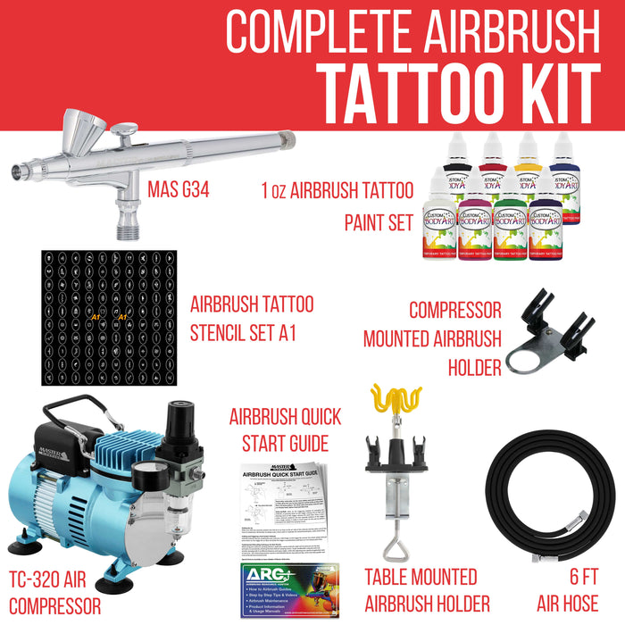 Buy Custom Body Art -6 Color Kit Temporary Tattoo 1 Ounce Airbrush Paint  Body Ink Set Online at Lowest Price Ever in India | Check Reviews & Ratings  - Shop The World