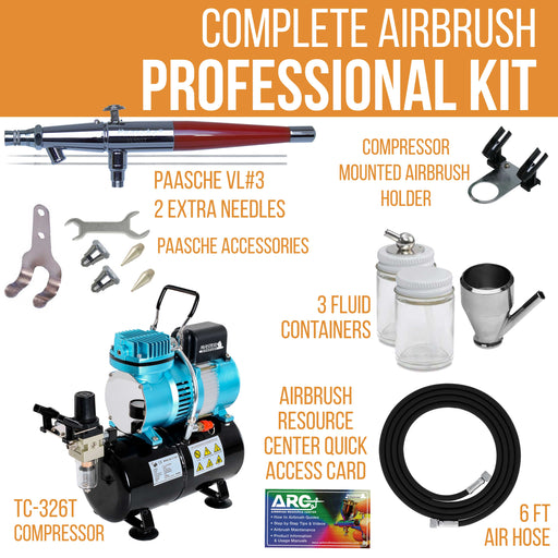 Complete Paasche VL-SET Airbrushing System with Cool Runner II Dual Fan Air Storage Tank Compressor System