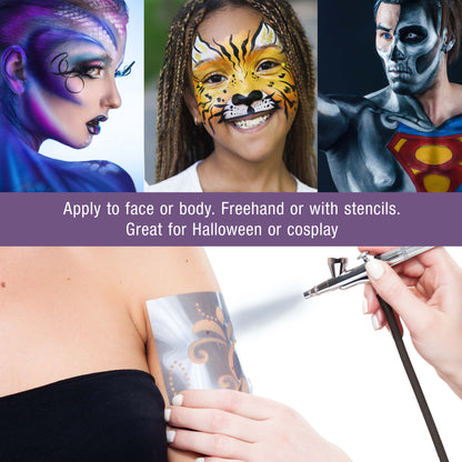 Cool Runner II Airbrush Kit with Dual Fan Air Compressor, 8 Color Water-Based Face & Body Art Paint Set, Pro Gravity Airbrush &