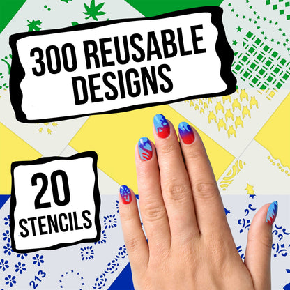 Airbrush Nail Stencils - Nail Art Stencils Series #11: 260 Unique Designs from 20 Individual Templates