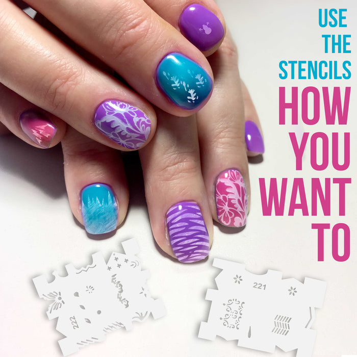 Airbrush Nail Stencils - Design Series Set # 12 Includes 20 Individual Nail Templates with 18 Designs each for a total of 360 Designs of Series #12