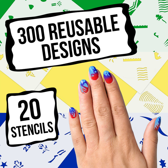 Airbrush Nail Stencils - Design Series Set # 12 Includes 20 Individual Nail Templates with 18 Designs each for a total of 360 Designs of Series #12