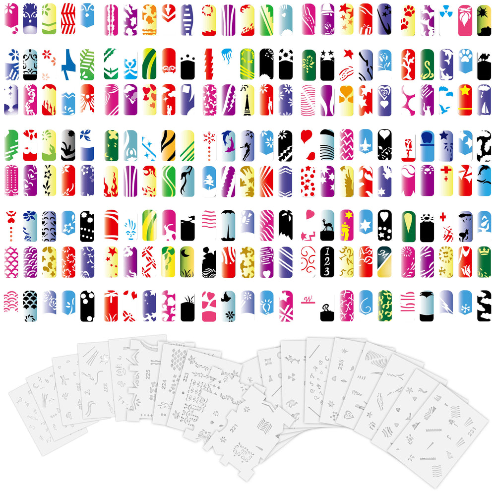 Airbrush Nail Stencils - Design Series Set # 12 Includes 20 Individual Nail Templates with 18 Designs each for a total of 360 Designs of Series #12