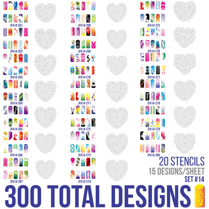 Airbrush Nail Stencils - Nail Art Stencils Series #14: 320 Unique Designs from 20 Individual Templates