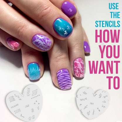 Airbrush Nail Stencils - Nail Art Stencils Series #14: 320 Unique Designs from 20 Individual Templates