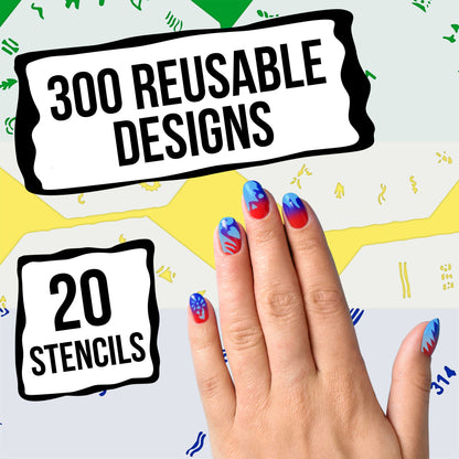 Airbrush Nail Stencils - Nail Art Stencils Series #16: 260 Unique Designs from 20 Individual Templates