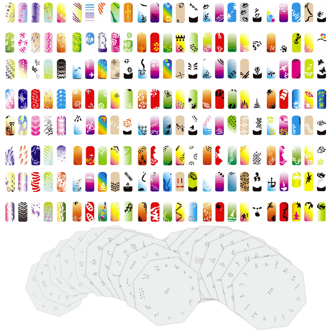 Airbrush Nail Stencils - Nail Art Stencils Series #16: 260 Unique Designs from 20 Individual Templates