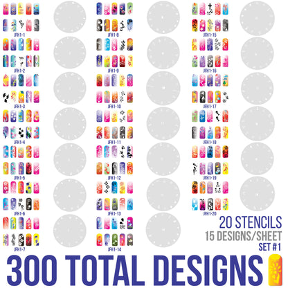 Airbrush Nail Stencils - Nail Art Stencils Series #1: 260 Unique Designs from 20 Individual Templates