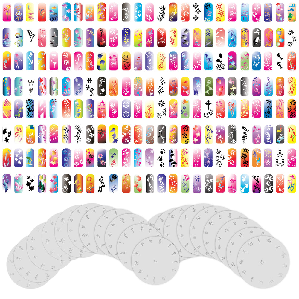 Airbrush Nail Stencils - Nail Art Stencils Series #1: 260 Unique Designs from 20 Individual Templates