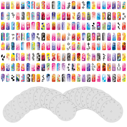 Airbrush Nail Stencils - Nail Art Stencils Series #1: 260 Unique Designs from 20 Individual Templates