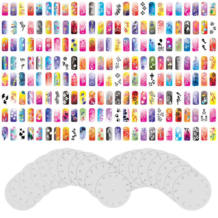 Airbrush Nail Stencils - Nail Art Stencils Series #1: 260 Unique Designs from 20 Individual Templates