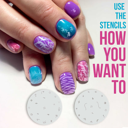 Airbrush Nail Stencils - Nail Art Stencils Set #2: 320 Unique Designs from 20 Individual Templates