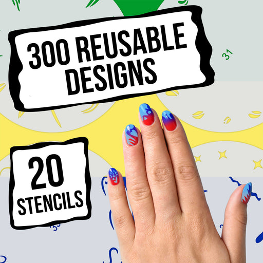 Airbrush Nail Stencils - Nail Art Stencils Set #2: 320 Unique Designs from 20 Individual Templates