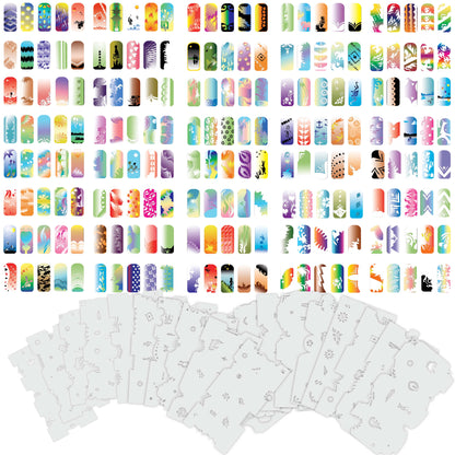 Airbrush Nail Stencils - Nail Art Stencils Set #4: 320 Unique Designs from 20 Individual Templates