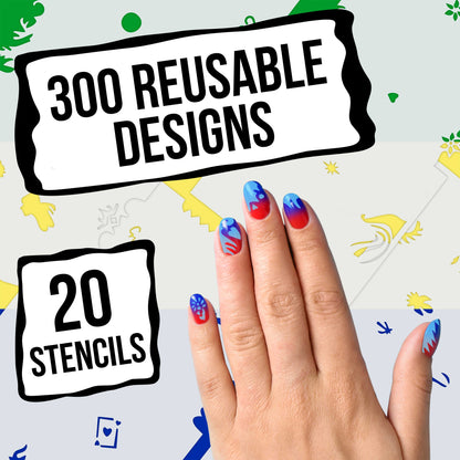 Airbrush Nail Stencils - Nail Art Stencils Set #5: 260 Unique Designs from 20 Individual Templates