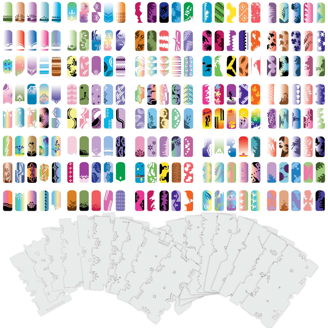 Airbrush Nail Stencils - Nail Art Stencils Set #5: 260 Unique Designs from 20 Individual Templates