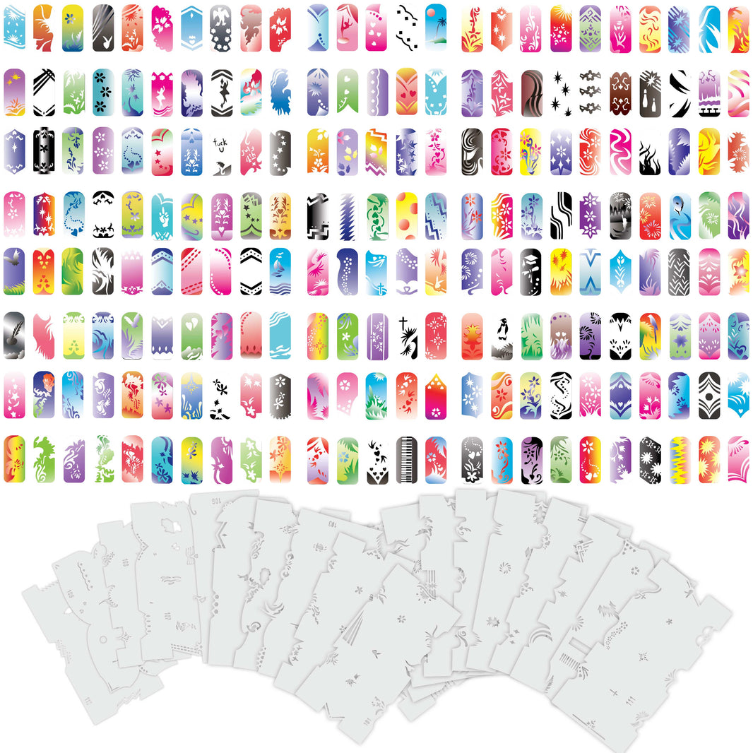 Airbrush Nail Stencils - Nail Art Stencils Set #6: 280 Unique Designs from 20 Individual Templates