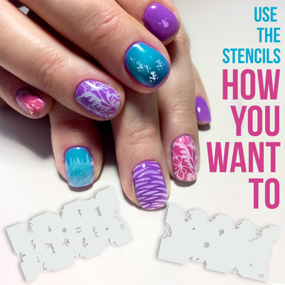 Airbrush Nail Stencils - Nail Art Stencils Set #7: 320 Unique Designs from 20 Individual Templates