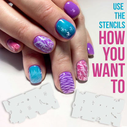 Airbrush Nail Stencils - Nail Art Stencils Set #8: 320 Unique Designs from 20 Individual Templates