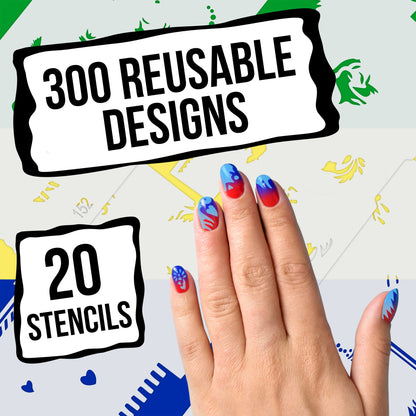 Airbrush Nail Stencils - Nail Art Stencils Set #8: 320 Unique Designs from 20 Individual Templates