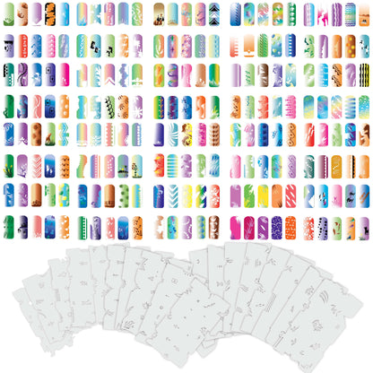Airbrush Nail Stencils - Nail Art Stencils Set #8: 320 Unique Designs from 20 Individual Templates