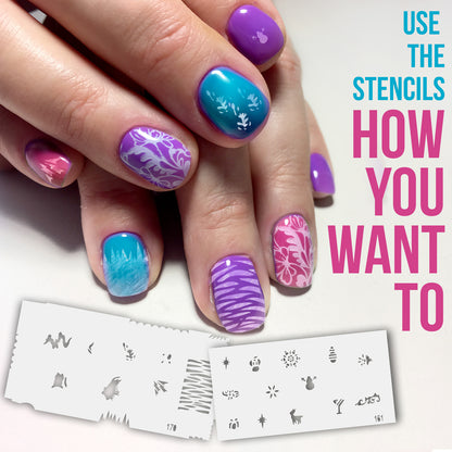 Airbrush Nail Stencils - Nail Art Stencils Set #9: 300 Unique Designs from 20 Individual Templates