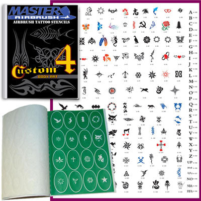 Temporary Tattoo Stencils Booklet Set 4 with 160 Different Self-Adhesive Reusable Stencil Designs