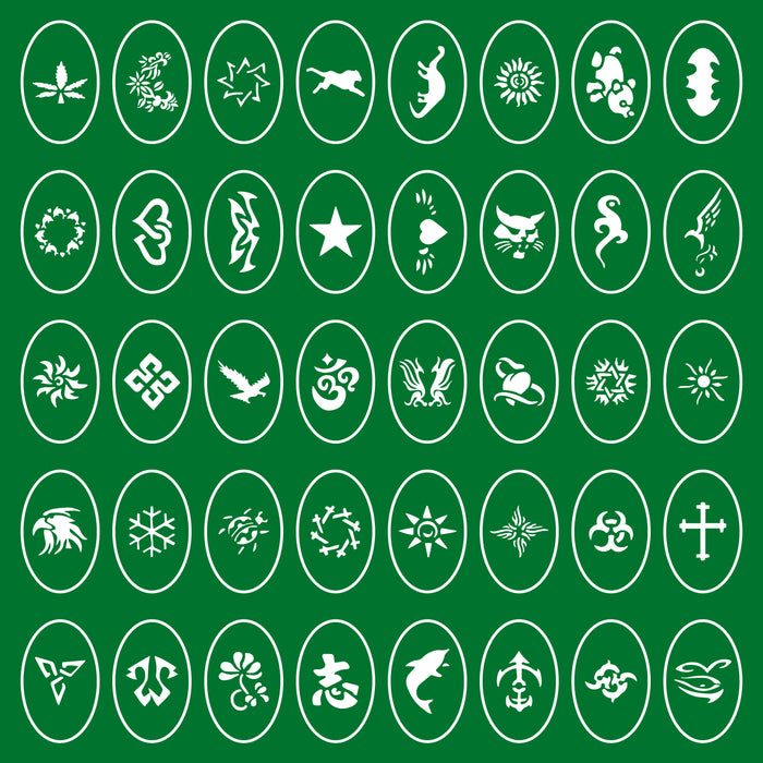 Temporary Tattoo Stencils Booklet Set 4 with 160 Different Self-Adhesive Reusable Stencil Designs