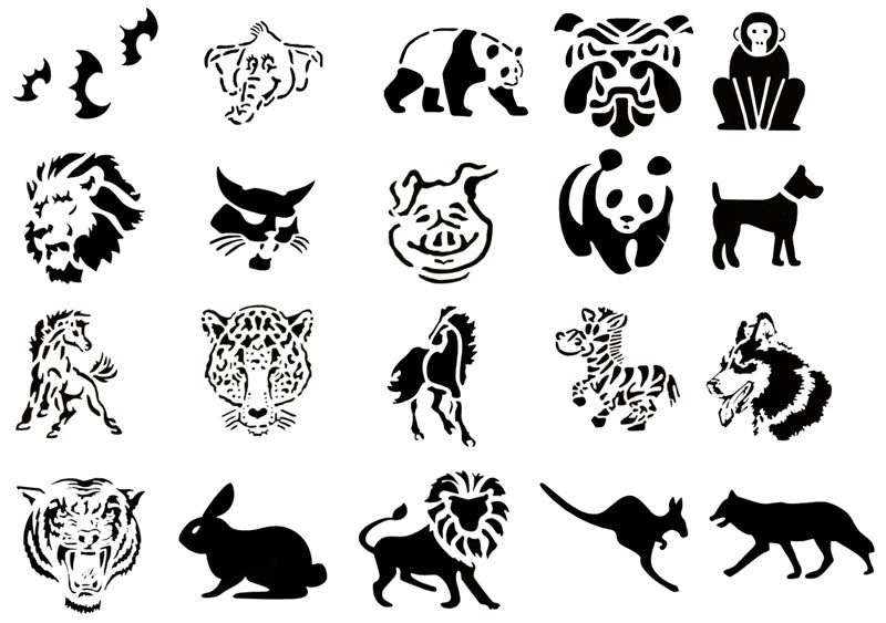 Self Adhesive Airbrush Tattoo Stencils Set 50 Book of 20 Animals Design Reusable