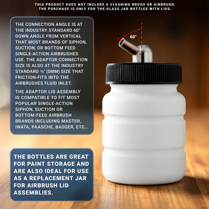 10 Pack TB-005, 2.7oz Plastic Jar Bottles with 60Â­ Down Angle Adaptor Lid Assembly, Single-Action Siphon