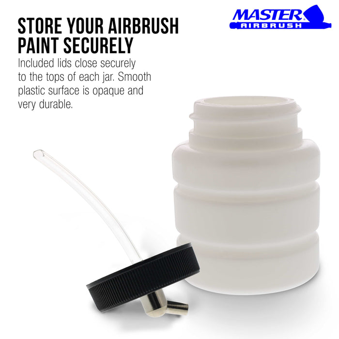 10 Pack Master Airbrush TB-005, 2.7oz Plastic Jar Bottles with 60Â­ Down Angle Adaptor Lid Assembly, Single-Action Siphon