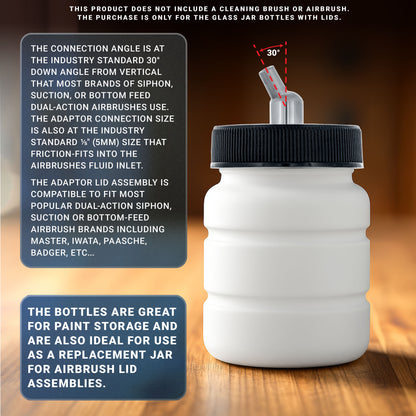 10 Pack TB-006, 2.7 oz Plastic Jar Bottles with 30 degree Down Angle Adaptor Lid Assembly, Dual-Action Siphon