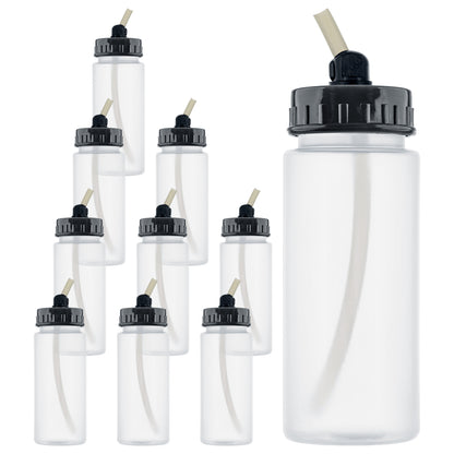 10 Pack TB-008, 2.7oz Plastic Jar Bottles with 30° degrees Down Angle Adaptor Lid Assembly, Single-Action Siphon