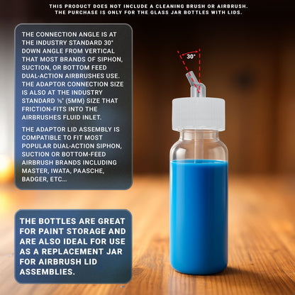 10 Pack TB-009, 3.4oz Plastic Jar Bottles with 30 Degrees Down Angle Adaptor Lid Assembly, Dual-Action Siphon