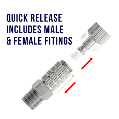 Quick Release Disconnect Coupling with Plug - 1/8" BSP Male & Female Airbrush Hose Adapter