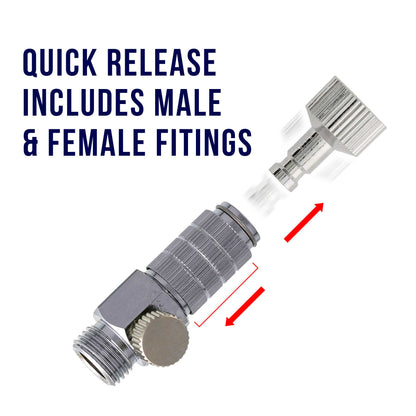 Quick Release Disconnect Coupling with Plug & Airflow Control Valve - 1/8" BSP Male and Femal Airbrush Fittings