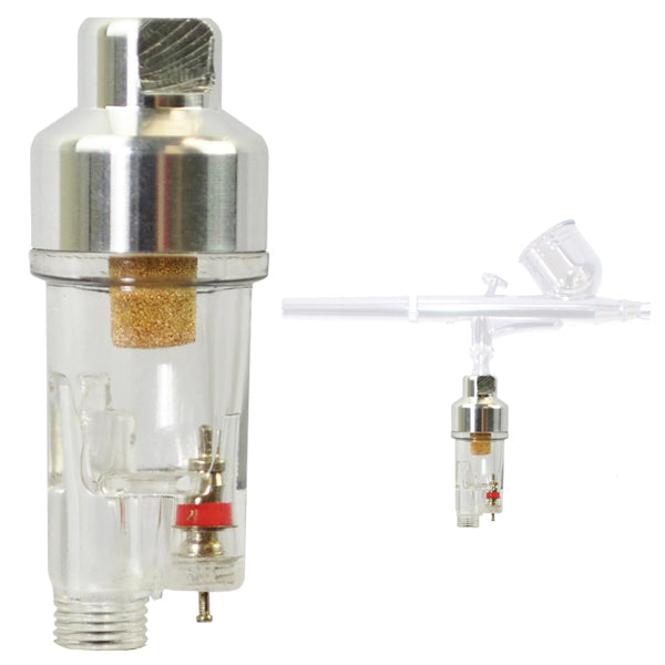 In-Line Mini Air Filter Water Trap - 1/8" BSP Threads - Airbrush Moisture Trap & Air Compressor Accessory (Connects directly onto airbrushes and hoses with 1/8" threads)