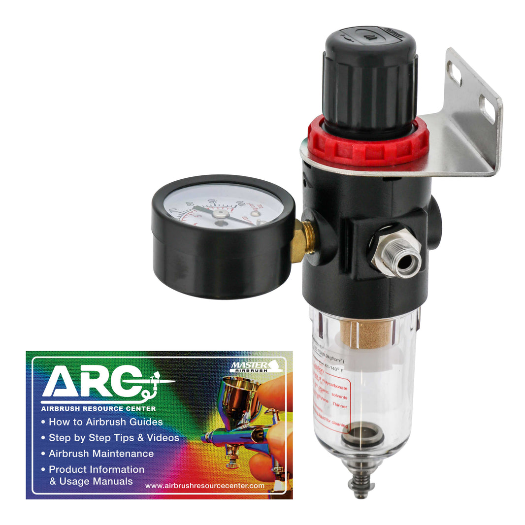 True Diaphragm Airbrush Pressure Regulator with Gauge & Water Moisture Trap – Filter, Air Compressor Water Trap for Clean, Moisture-Free Airflow